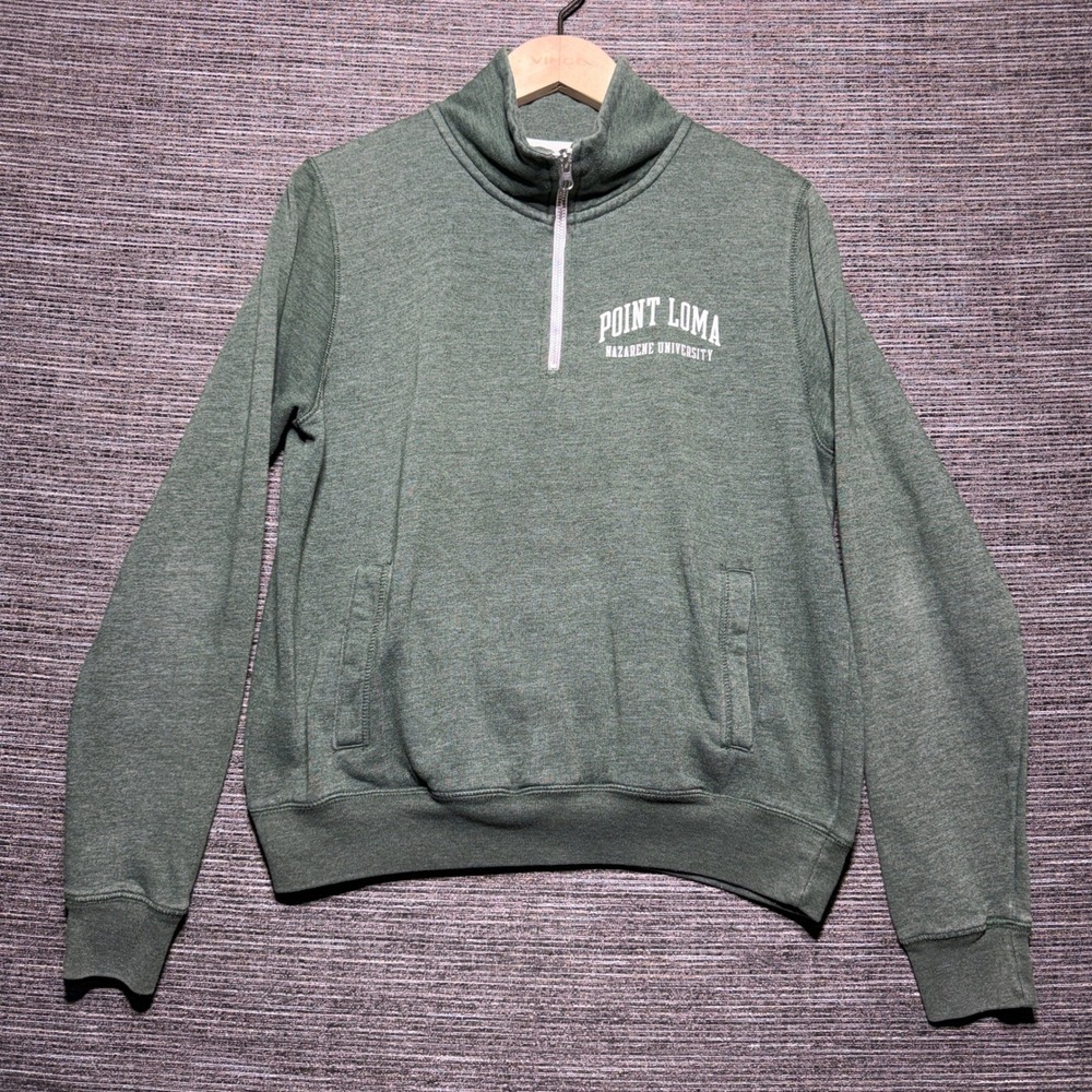 Redshirt Pullover Adult S Green LS Point Loma Nazarene University 1/4 Zip Fleece